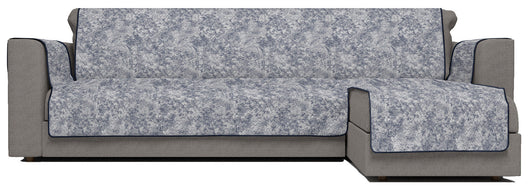 Copridivano con Penisola Destra Seduta 190 cm in Poliestere e Cotone Blu Scuro
