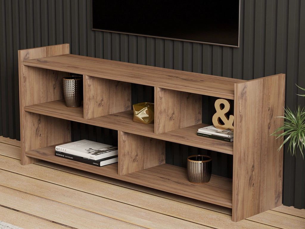 Loreglia, Mobile Porta tv 5 Ripiani, 118x28x55h cm Marrone Rovere
