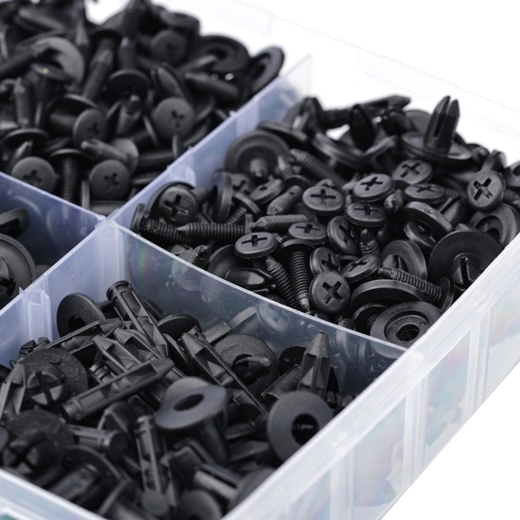 Set di Rivetti Auto Rosfix – 650 Pezzi in Scatola di Plastica | Nylon Resistente, Varie Dimensioni