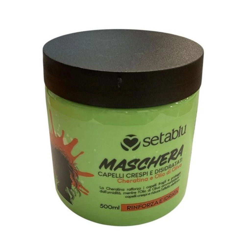 Trade Shop - Maschera Per Capelli Crespi E Disidratati 500ml Con Cheratina Olio D'oliva Rinforza Idrata -