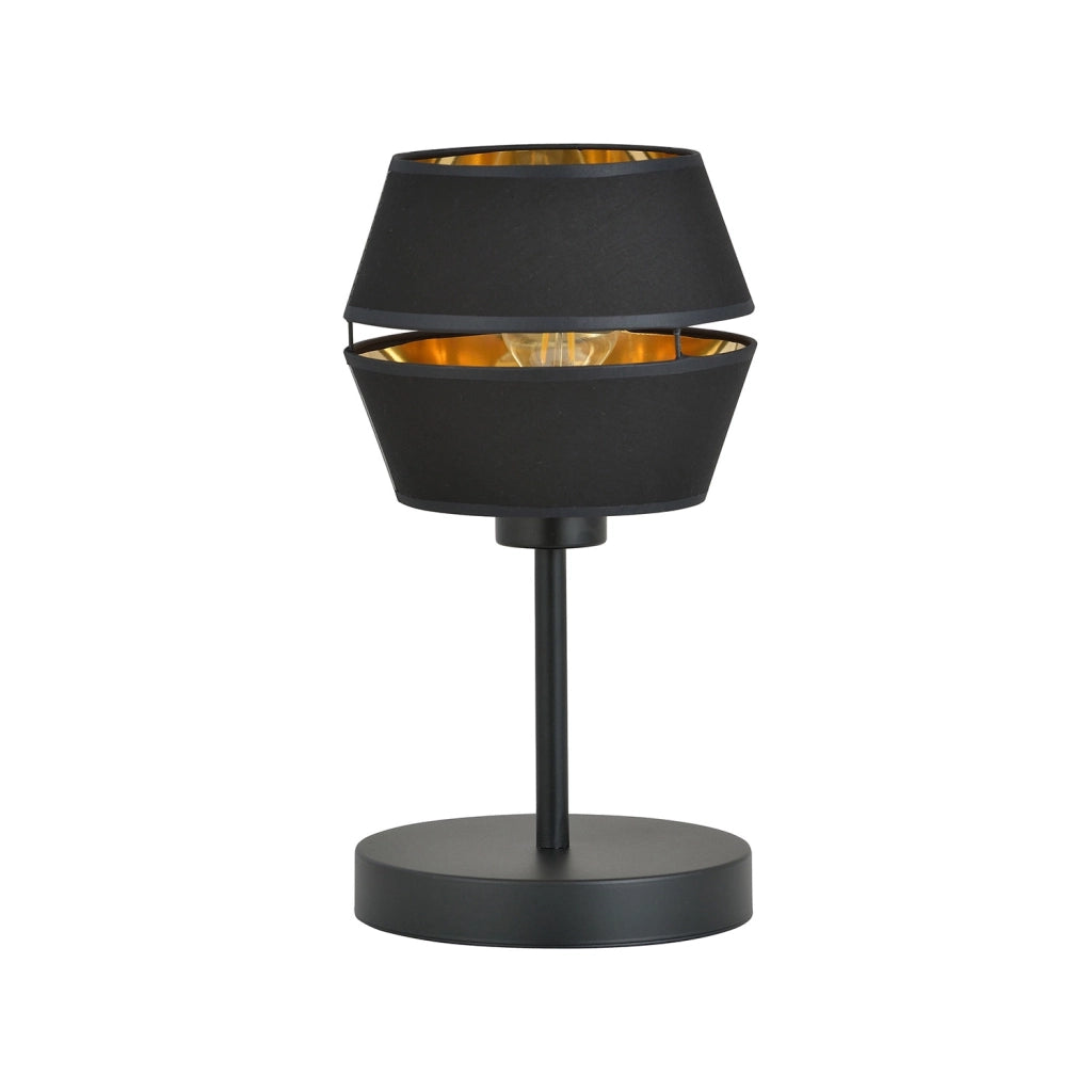 Lampada Da Tavolo Contemporanea 1 Luce Bellerofonte In Metallo Nero E Oro