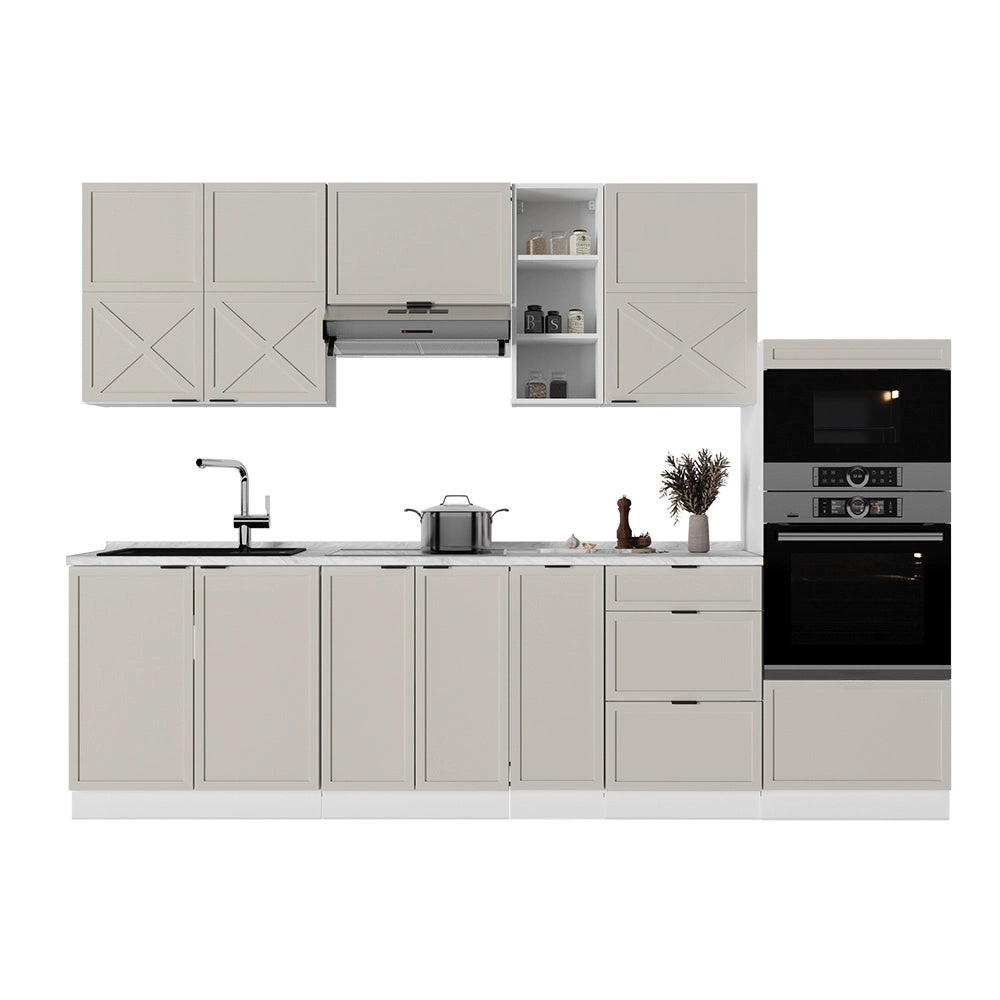 Cucina componibile Fame-Line GrigioBeige/Bianco 280 cm, PL Antracite Vicco