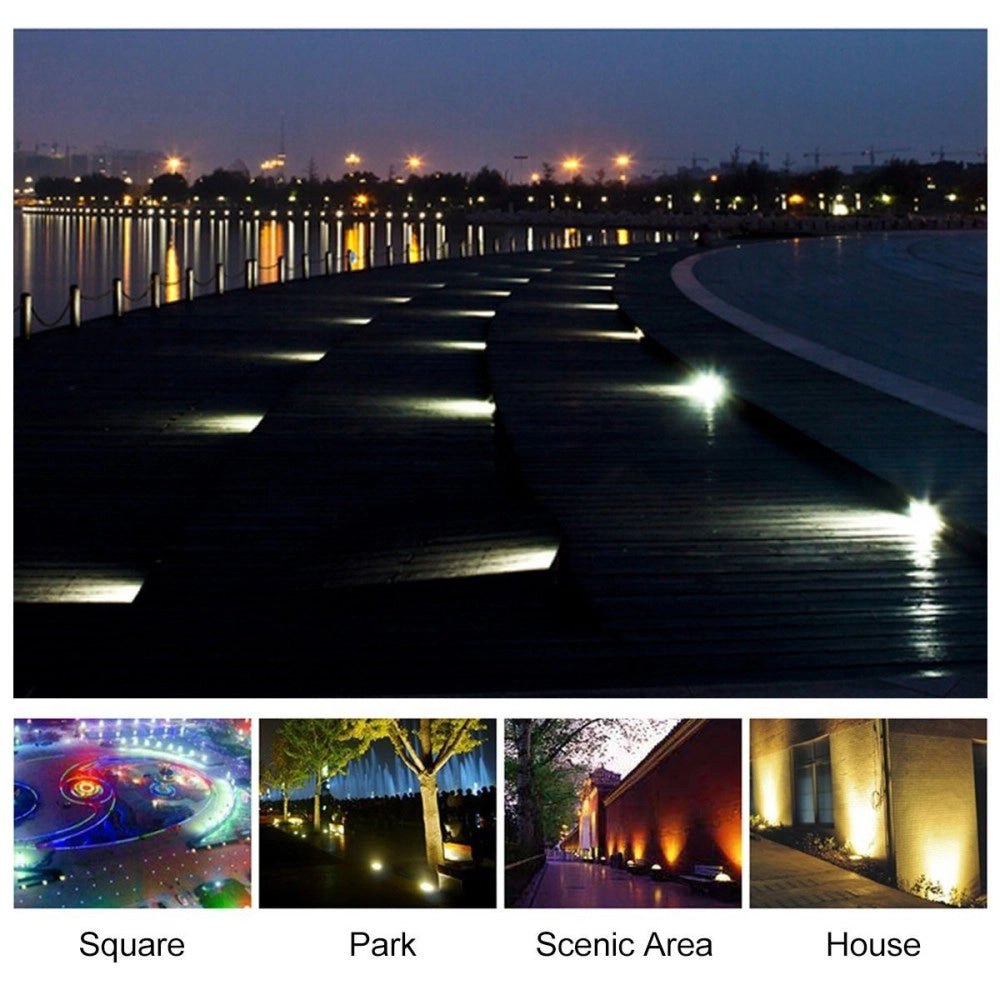 Trade Shop - 2 X Lampada Luce Led Solare Disk Lights Esterno Giardino Waterproof Segna Passo -