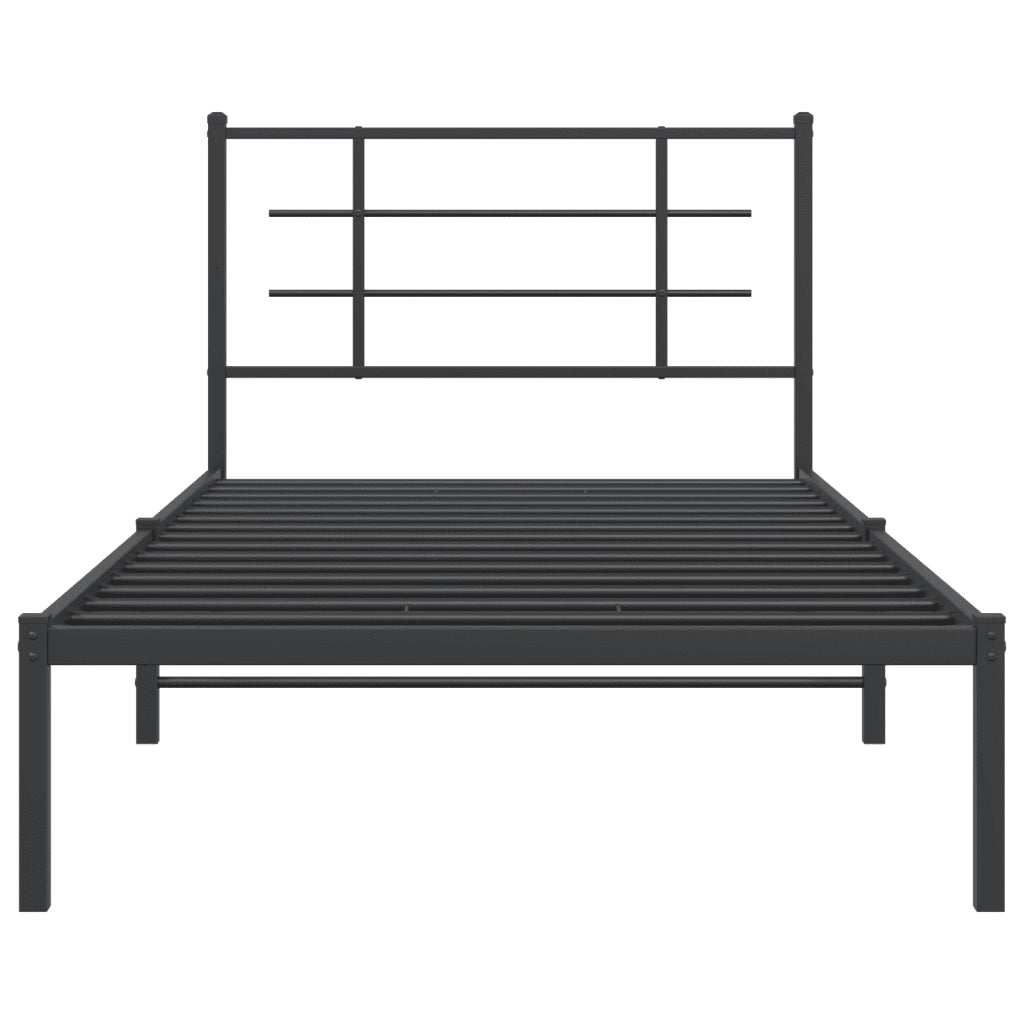 Letto singolo | Letto per adulti | Giroletto con Testiera in Metallo Nero 107x203 cm