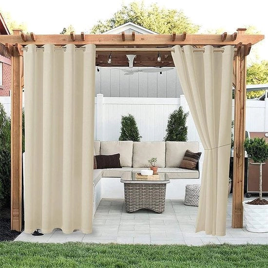 Set di tende da esterno - Beige - Tende da esterno impermeabili - Tende da esterno - Decorazione giardino - Tende da esterno oscuranti - 230 x 210 (A x L) per tenda