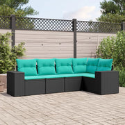Set Divani da Giardino 5 pz con Cuscini Nero in Polyrattan 3222526