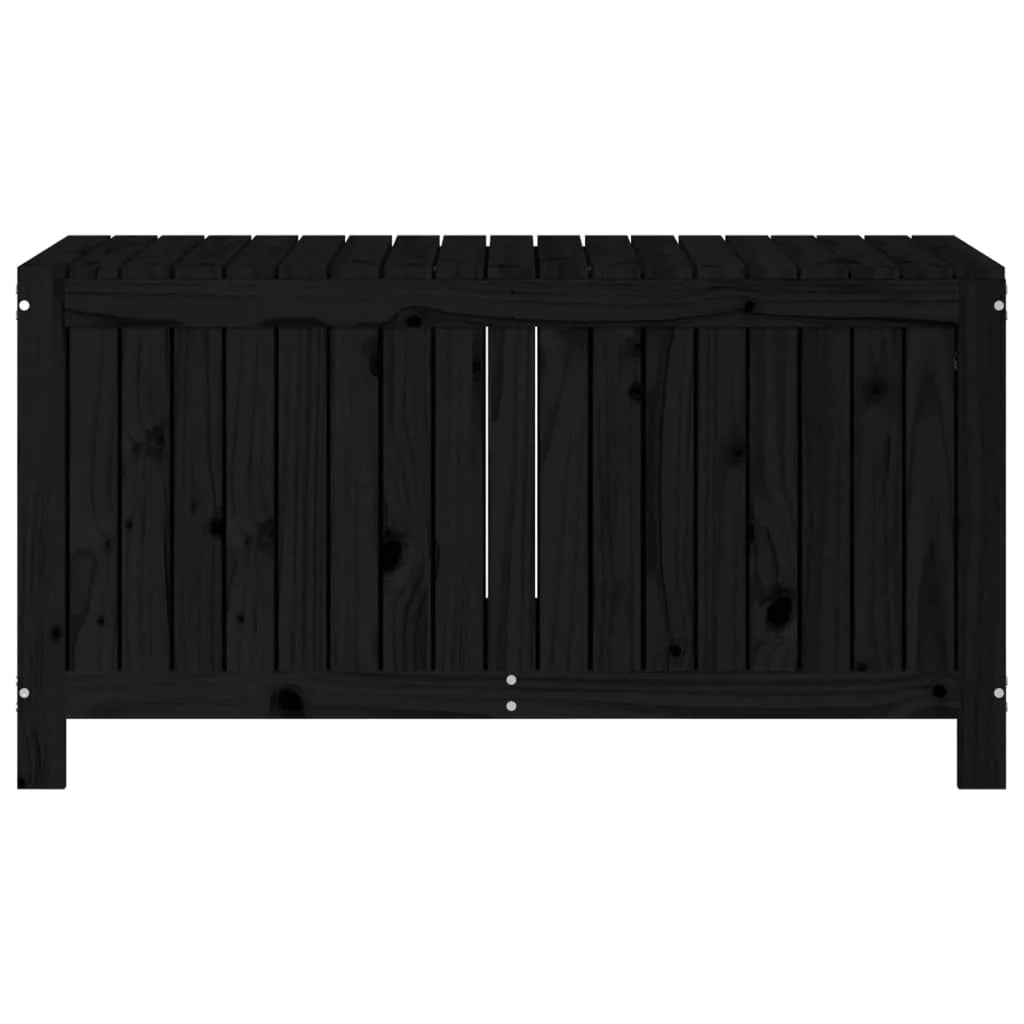 Baule/contenitore da giardino nero 121 x 55 x 64 cm legno di pino massiccio 02_0013111