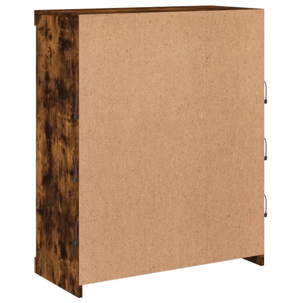 Credenza con Luci LED-Buffet-Armadio da cucina Rovere Fumo 81x37x100 cm