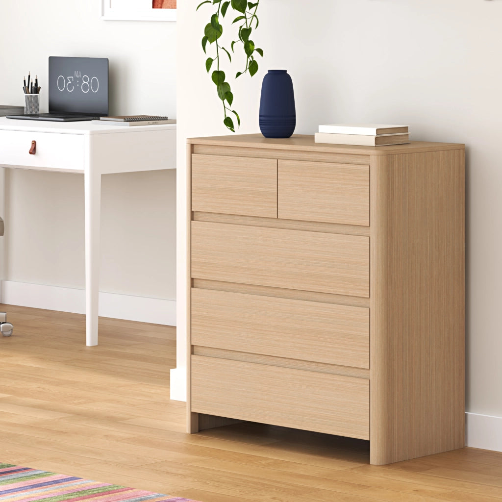 Cassettiera Takranmaa Comò con 5 Cassetti 79 x 30 x 90 cm - Effetto Rovere [en.casa]