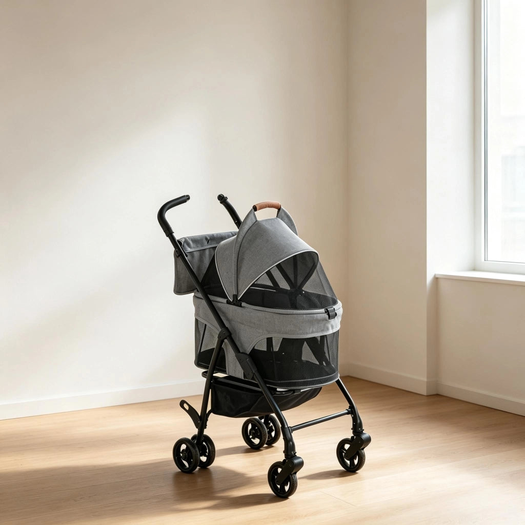 PASSEGGINO PER CANI 3 IN 1 Grigio in tessuto Oxford 69x47x101 cm