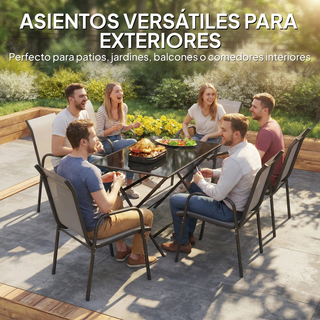 Sedia da giardino esterna impilabile con braccioli ¨C zephmum ¨C grigio