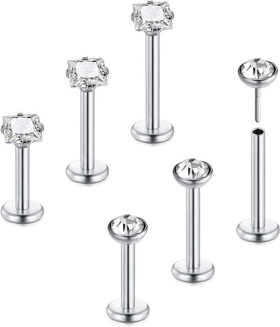Piercing da Labbra Tragus Rook Helix 16G 8mm Acciaio Chirurgico con Anello di Ricambio