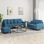 vidaXL Set di Divani 3 pz con Cuscini Blu in Velluto