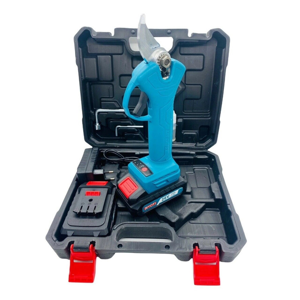 Trade Shop - Forbice Da Potatura A Batteria Cesoia Tronca Rami 26v Cordless 2 Batterie 3.0ah -