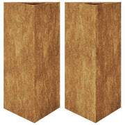 Fioriera rialzata per piante fiori giardino terrazze set da 2 triangolare 40 x 34,5 x 70 cm acciaio corten marrone 02_0039101