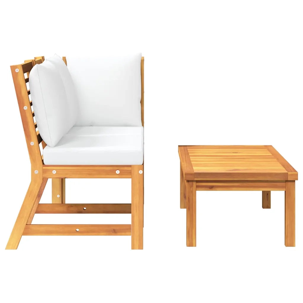 Salotto da Giardino-Set Divani da Giardino 3 pz con Cuscini Crema in Legno Acacia 327783