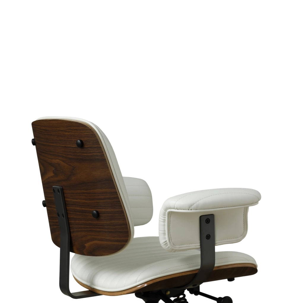 Sedia da ufficio in PU beige girevole con ruote