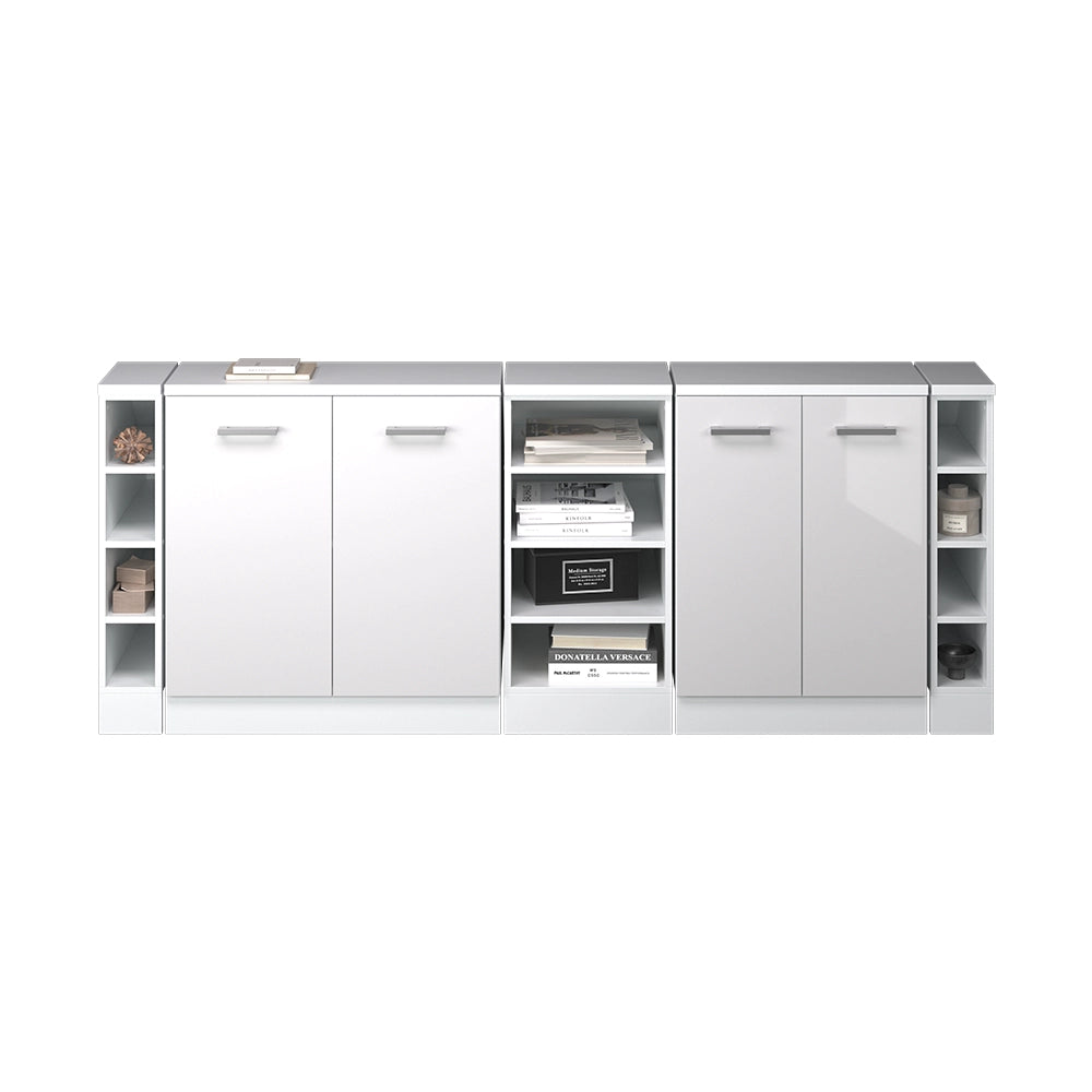 Set di mobili sottotetto Rion Bianco lucido/Bianco 210 cm Set di 5 carcasse armadio profondità 60 cm Vicco