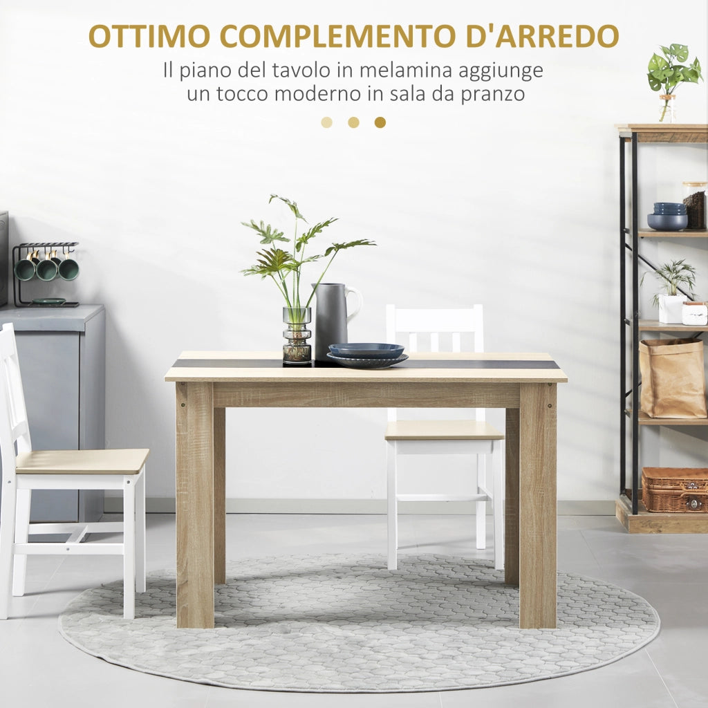 Tavolo da Pranzo Allungabile Moderno in Legno per 6 Persone ¨C Zephmum ¨C Legno e Nero 120x69x75