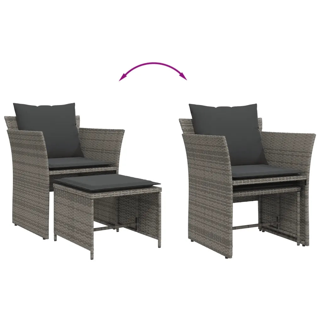 Poltrona da Giardino con Poggiapiedi Grigia in Polyrattan CFW2584096