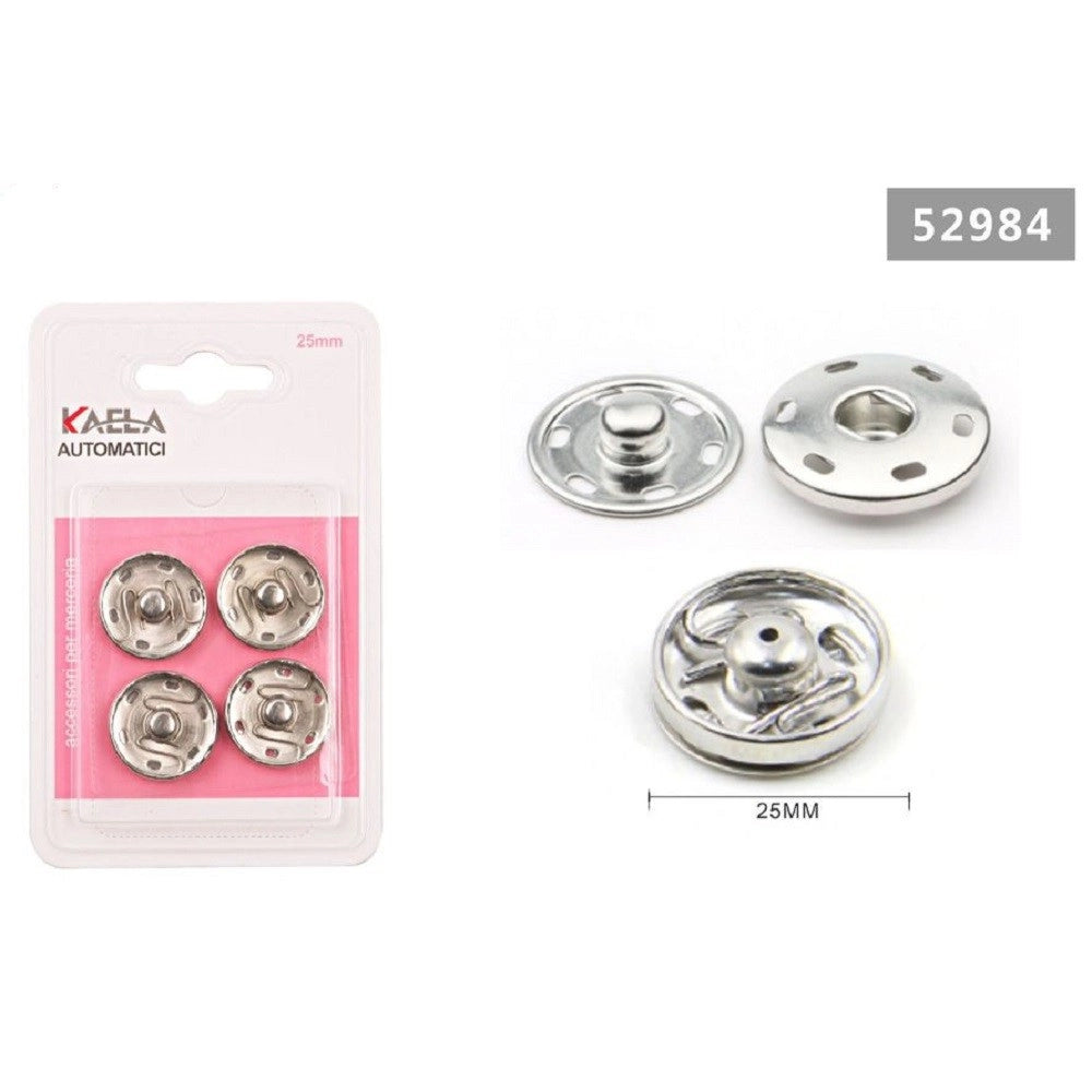 Trade Shop - Set 4 Paia Di Bottoni Automatici A Pressione ø 25 Mm Accessori Per Cucito 52984 -