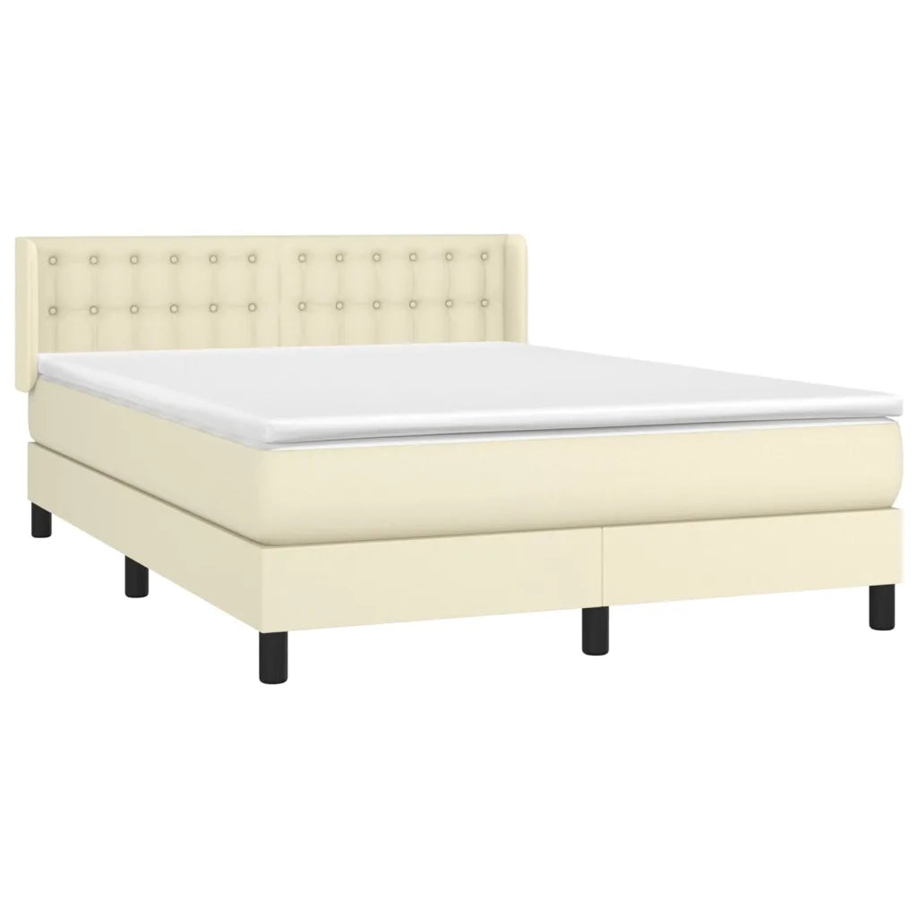 vidaXL Giroletto a Molle con Materasso Crema 140x190 cm in Similpelle