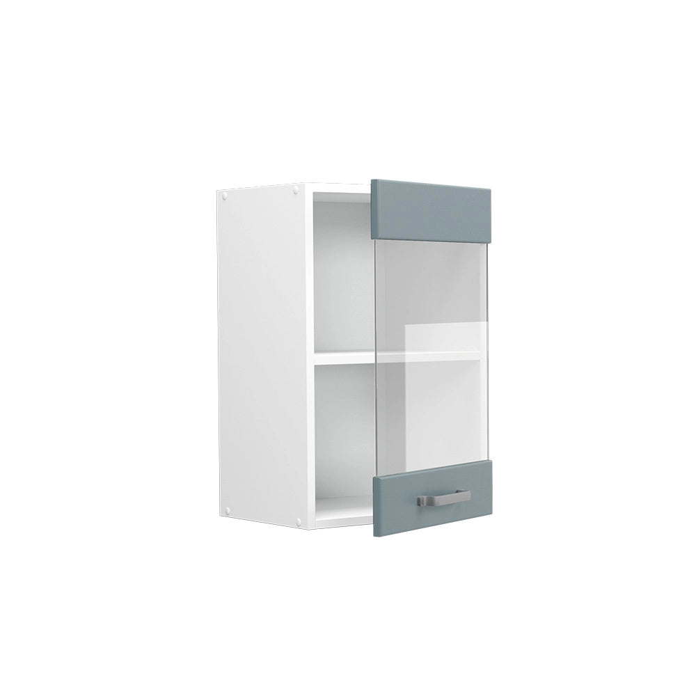 Vicco Mobile da cucina in vetro Grigio-blu 40 cm