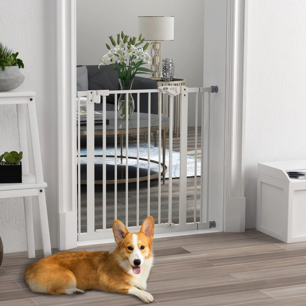 Cancello per Cani ¨C zephmum ¨C Bianco, Metallo, Plastica, 74-87 cm