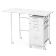 Scrivania pieghevole con 3 cassetti 105 x 50 x 75 cm salvaspazio design moderno in MDF bianco 20_0010934