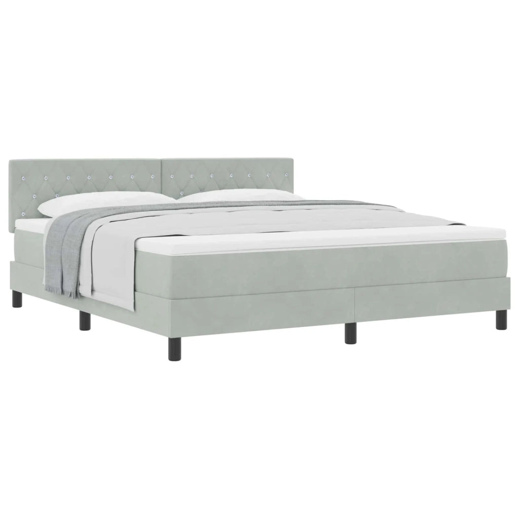 Letto a molle con materasso Grigio chiaro 180 x 200 cm Velluto 3339122