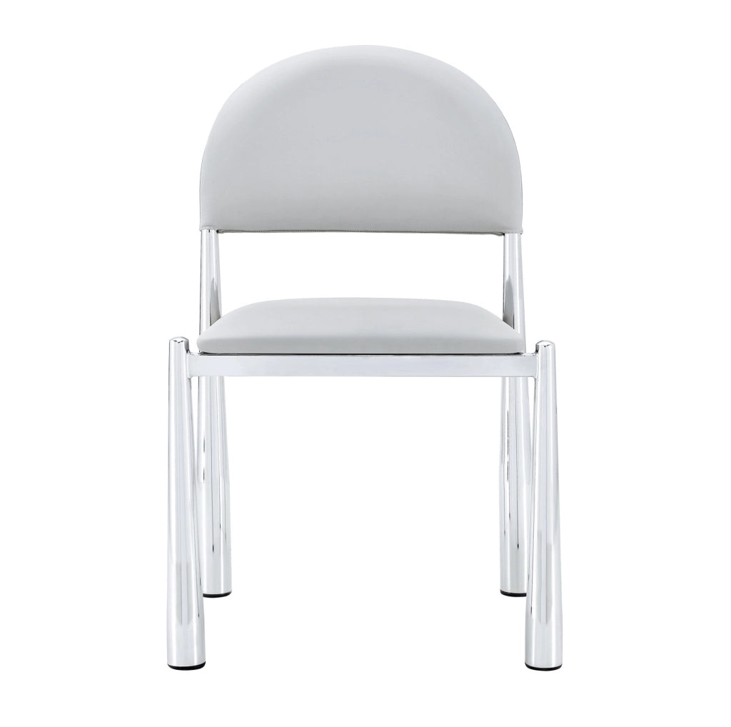 Sedia da pranzo 80 cm con schienale ergonomico in PU e metallo grigio chiaro