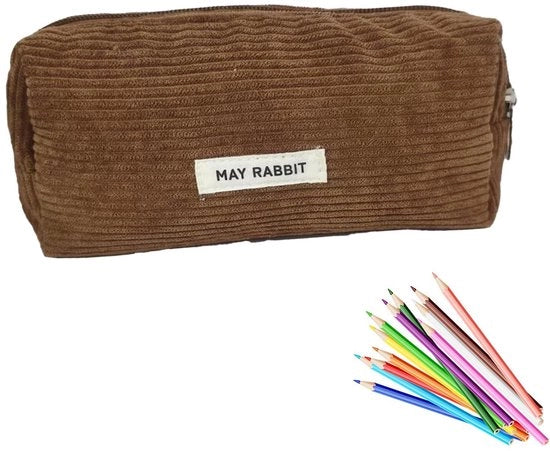 Etui per ragazze - borsa per adolescenti, borsa in corduroy, borsa essenziale per lo studio, borsa portatile per adulti, stile borsa (rosa camelia)