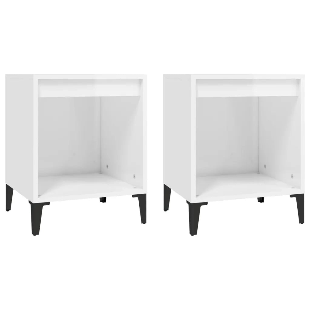 Comodini 2 pz-Set di 2 Tavolino da notte in Bianco Lucido 40x35x50 cm 555717
