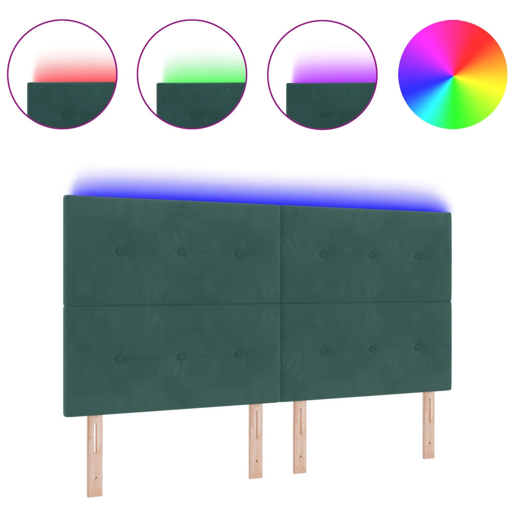 Testata LED  Verde Scuro 90 cm in Velluto