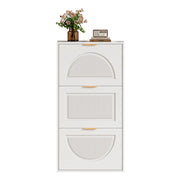 Mobile Scarpiera Stretta con 3 Ante a Ribalta; Ripiani Regolabili e Antiribaltamento; Moderna; in MDF; 60×24×114 cm; Bianco