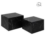 Tavolino Legno Motrik 1-2 Effetto Marmo Nero Quadro Cm 58x58h40