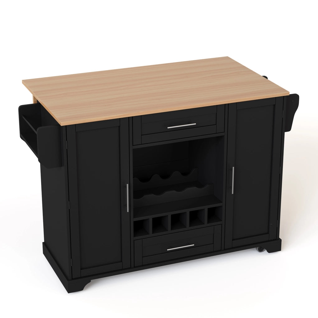 Carrello cucina con piano ribaltabile 138x45(70)x92 cm; nero e naturale; in MDF
