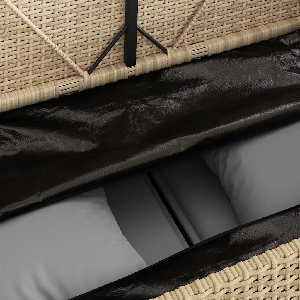 Panca da Giardino con Cuscini Beige in Polyrattan