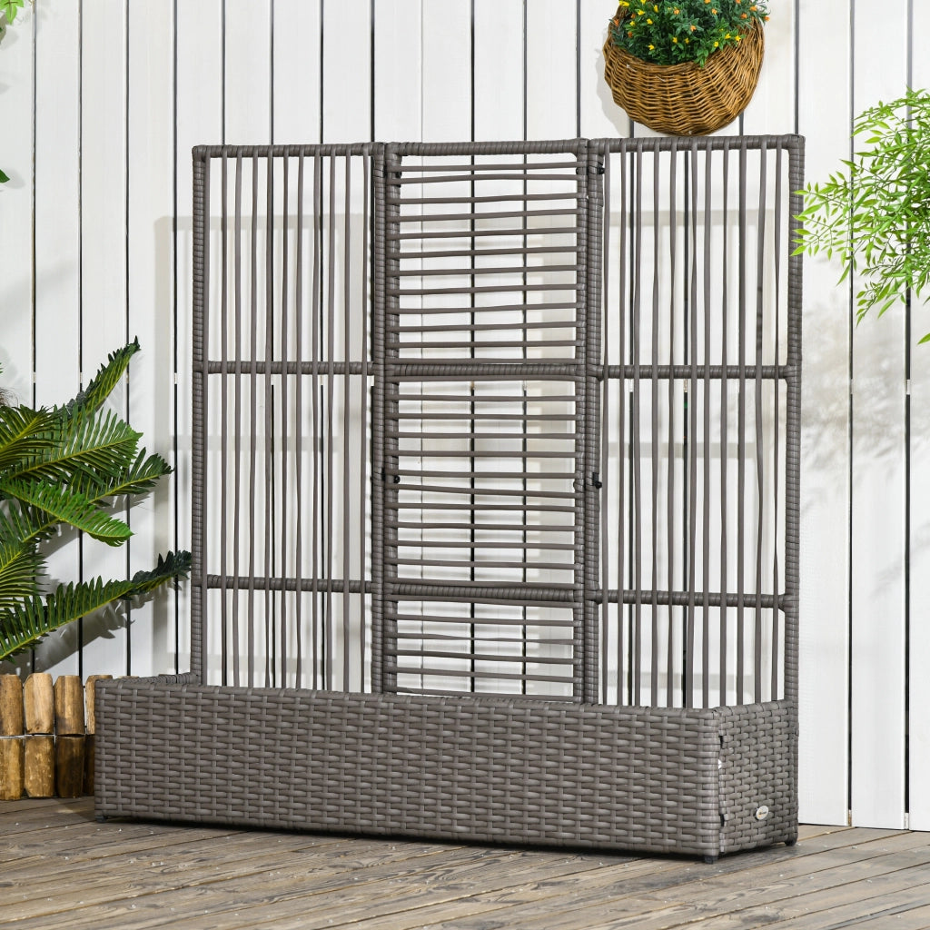 Vaso per fiori con traliccio ¨C zephmum ¨C Polyrattan, grigio, 103x29x103 cm