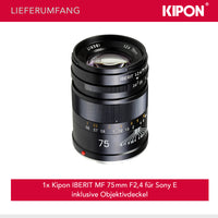 Kipon Obiettivo full frame Iberit 75 mm F2,4 – compatibile con Sony E – Obiettivo fotografico con cinque lunghezze focali, 24-90 mm, sensori APS-C, corpo robusto