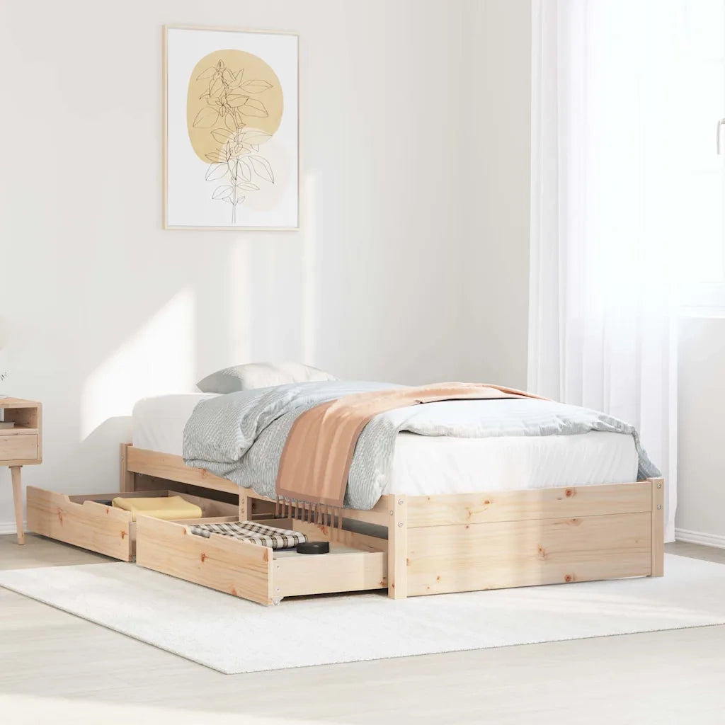 Letto senza Materasso-Struttura Letto 75x190 cm in Legno Massello Pino 947737