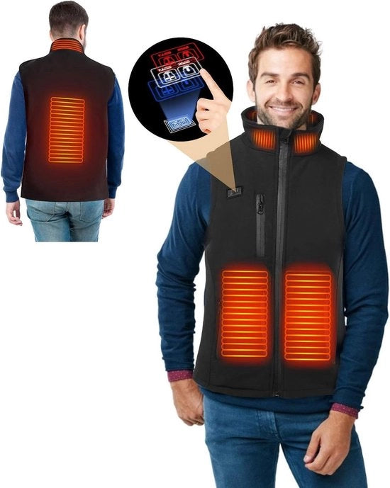 Vestone di Riscaldamento Elettrico Riscaldato a Calore Vestone Sottile Regolazione di Temperatura Intelligente Nero XL.