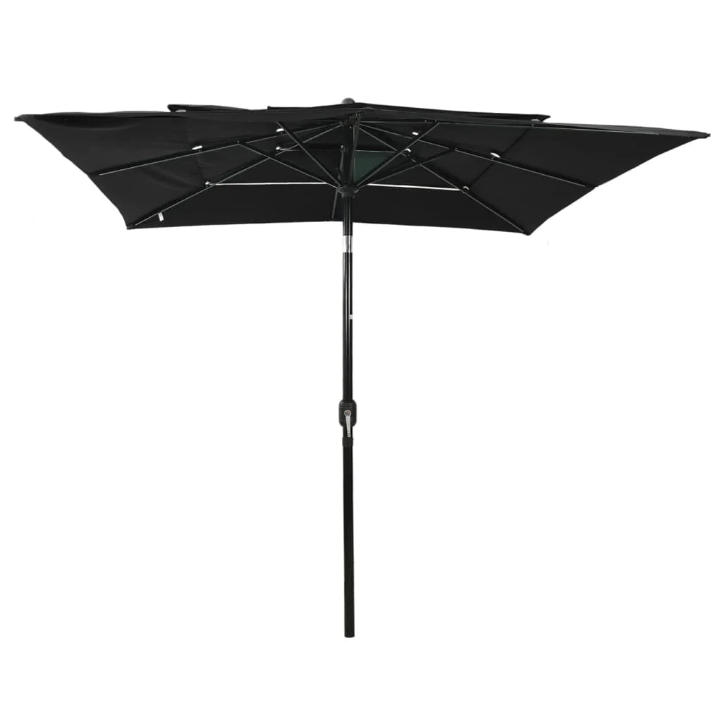 Ombrellone a tre livelli con palo in alluminio 2,5 x 2,5 m nero 02_0008757