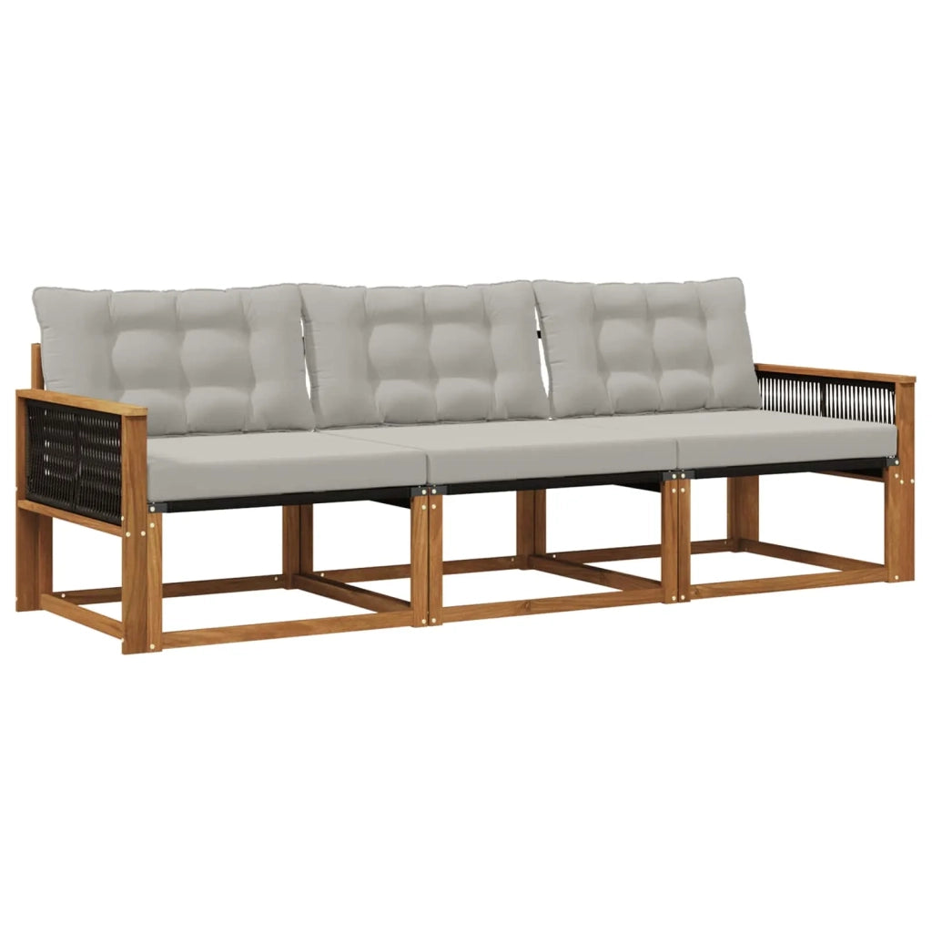 Set di divani da esterno 3 pz Naturale e Grigio Chiaro 3381215