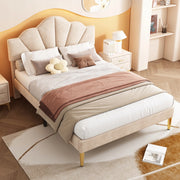Letto matrimoniale 140x200cm - Xylo - Beige con gambe dorate e struttura