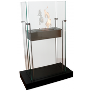 Biocamino pavimento Atlanta Nero 2 kW – struttura acciaio + base in legno, 4 vetri – Tecno Air System
