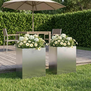 Vaso da giardino 2 pz Argento 40 x 30 x 50 cm Acciaio Inox 8005493