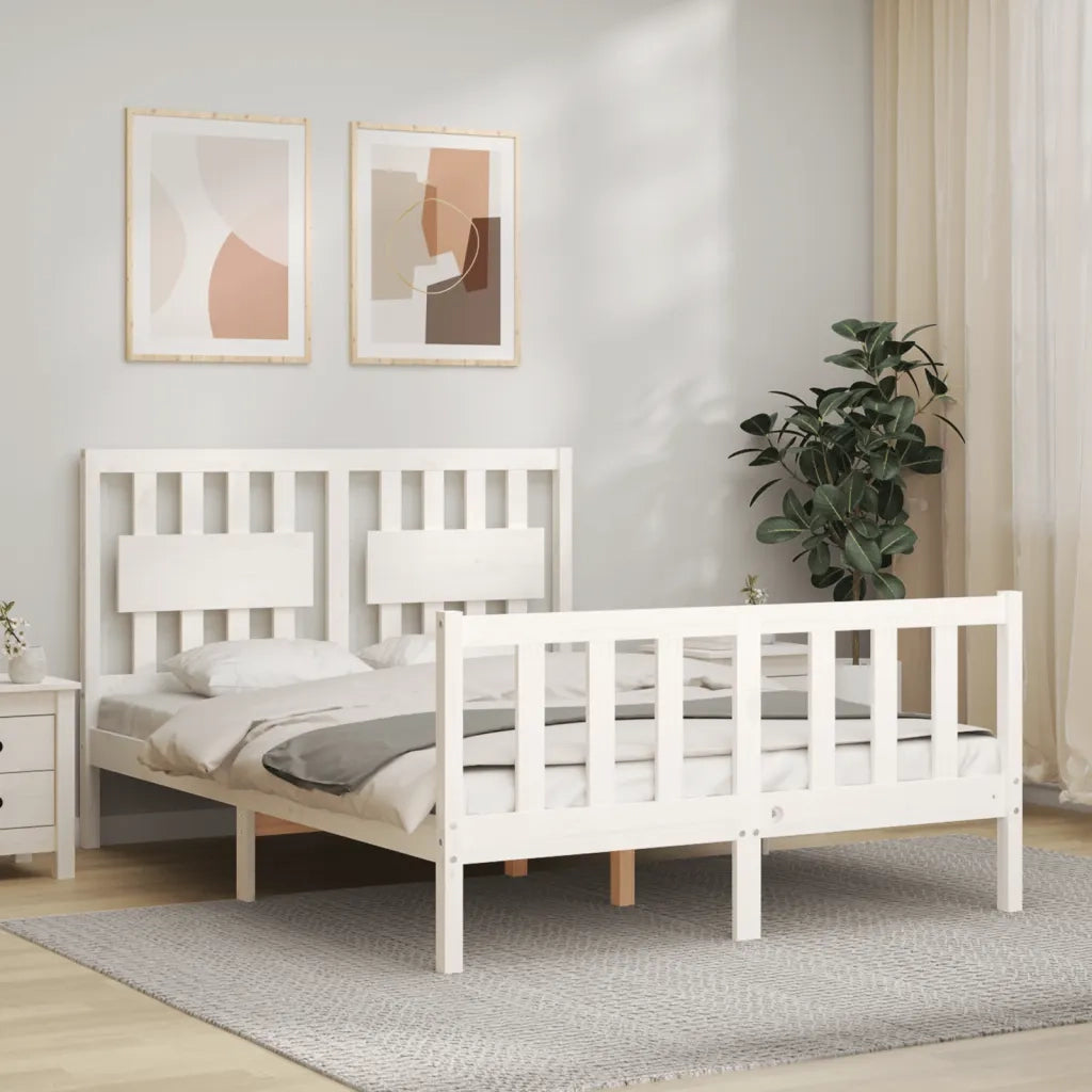 Giroletto senza Materasso-Struttura Letto Bianco 120x200 cm Legno Massello Pino 183689