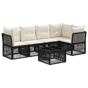 Set Divano da Giardino 6 pcs Nero polyrattan