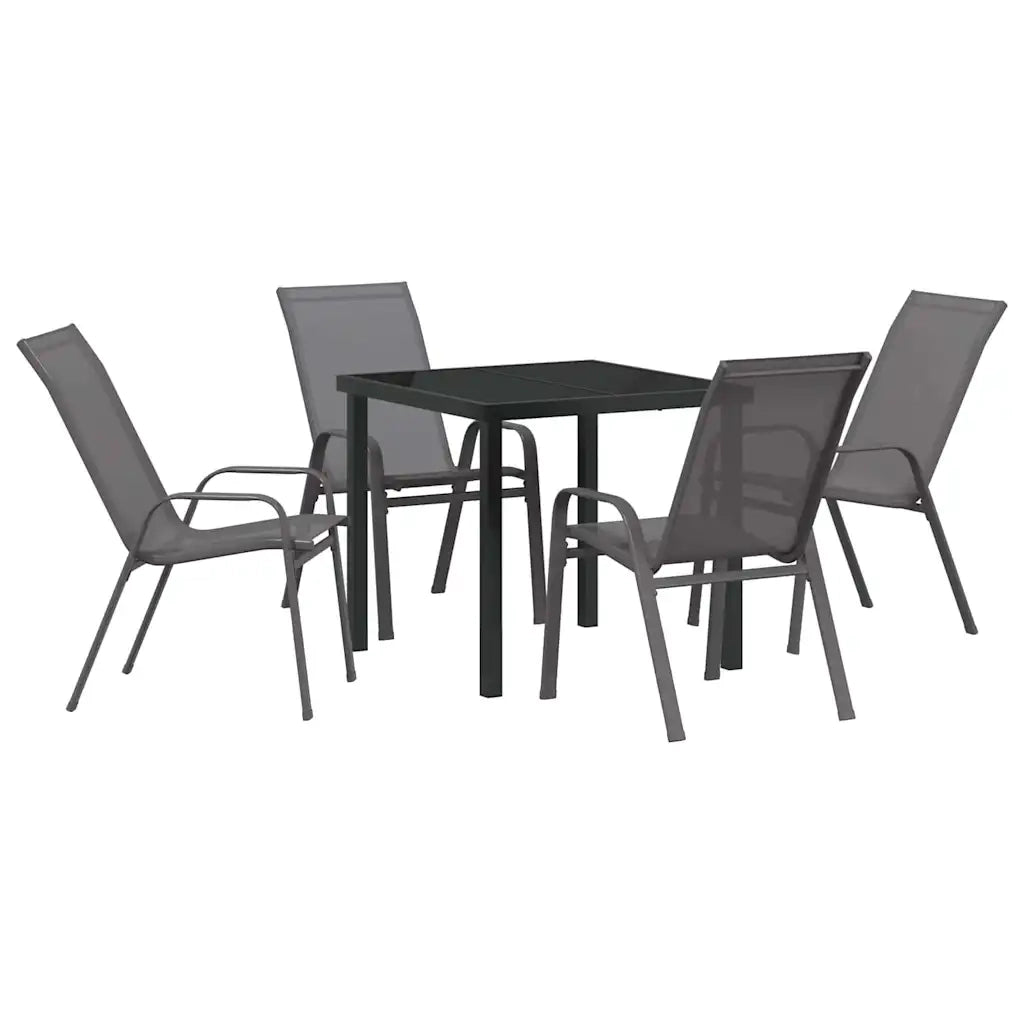 Set da Pranzo per Giardino 5 pcs Grigio e Nero 3379122